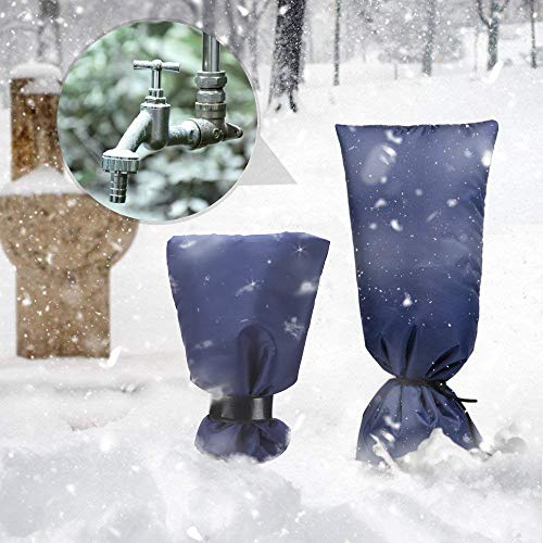 Outdoor Faucet Covers for Winter - 2 Padded Faucet Sock Small and Large for Cold Weather and Waterproof Freeze Protection - 19.6x7.8 & 5.5x7.0 inches - Thumbnail 5