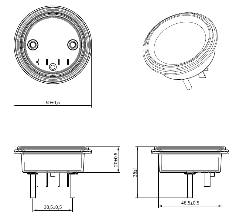 Round 12 Lead 24 Power Display Meter FSRS-485 Custom Communication 48V60V Indicator