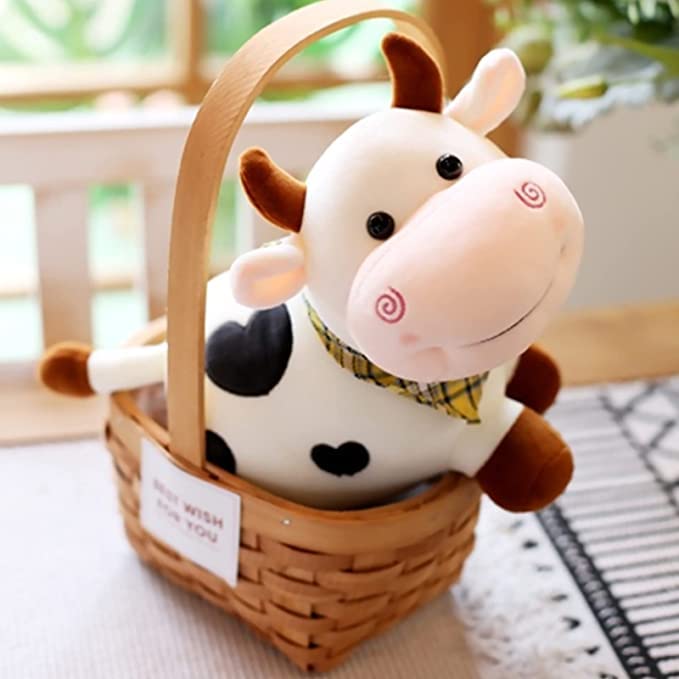 Image of Cute Cow Plush Soft Toy | Adorable Animal Stuffed Toy for Kids | Home Decor for Boys & Girls | Soft & Huggable Plush Cow 25cm
