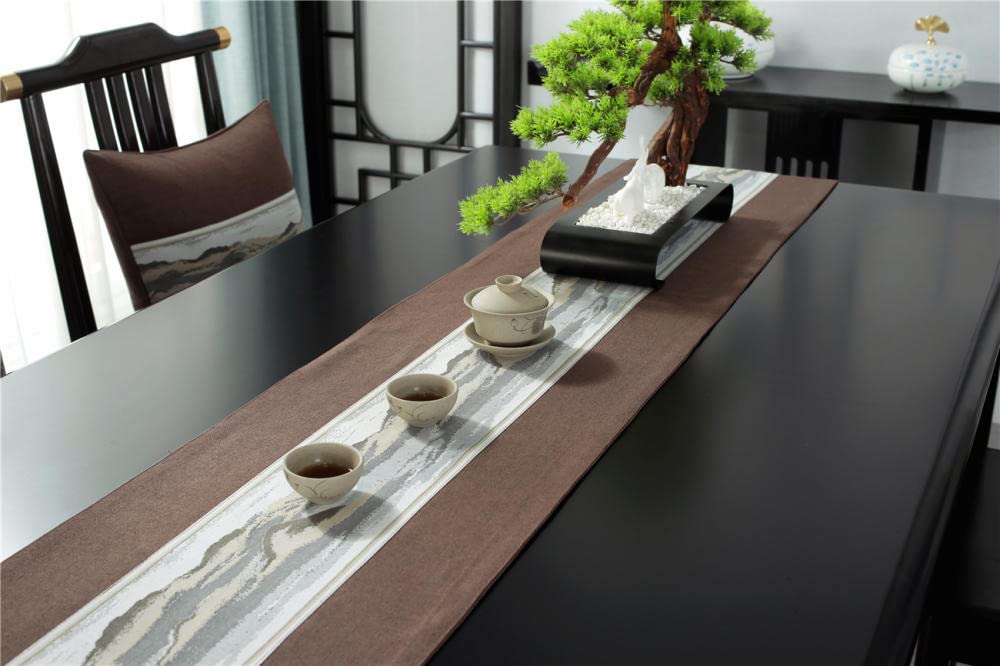 Chemin Nappe Linge de Table Toile de Jute décoration de Table pour Mariage, baptême ou Anniversaire Angle Plat Marron 33 X 230cm