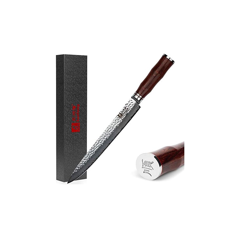 SUNLONG-Carving-Knives-10-inch-Pro-Slicer-Knives-Japanese-Hammered-Damascus-Steel-Natural-Bloodwood-Handle- SUNLONG Carving Knives 10 inch Pro Slicer Knives Japanese Hammered Damascus Steel Natural Bloodwood Handle …