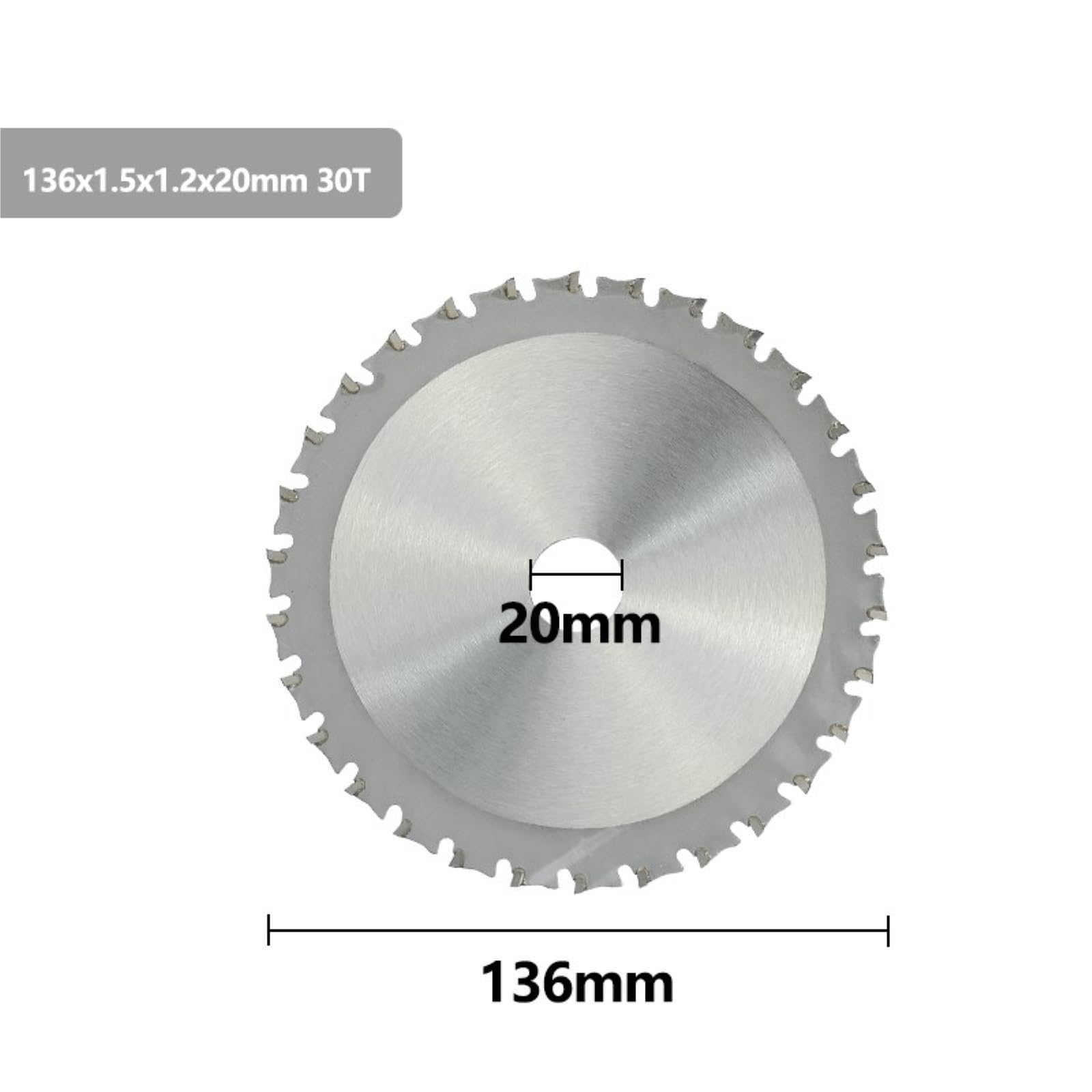 Brzeszczot do cięcia metalu 1PC 136/165mm 30T/40T ostrze do cięcia metalu brzeszczoty pił tarczowych z węglików spiekanych tarczy ze stali żelaznej(136x20mm 30T)
