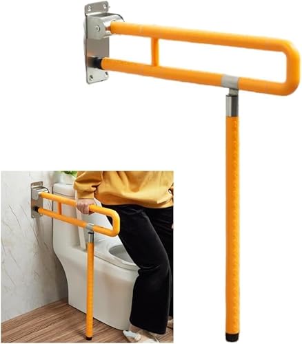 Nozuma 折りたたみ跳ね上げ式トイレ安全手すり ステンレス鋼滑り止め バスルームサポートハンドル 高齢者用壁掛け手すり 70cm 脚付き (ホワイト) 浴室・トイレ多場所対応 安定支持型