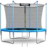 Trampolin 244 cm (8 ft) mit Sicherheitsnetz Innennetz und Einstiegsleiter Neo-Sport PRO Gartentrampolin