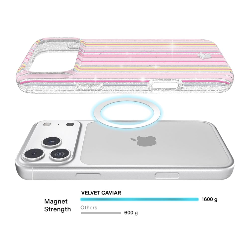 VELVET CAVIAR Hülle für iPhone 17 Pro Max | Kompatibel mit MagSafe | 10ft Falltest | Schützende Sommerhüllen | Sunkissed Stripes Glitter