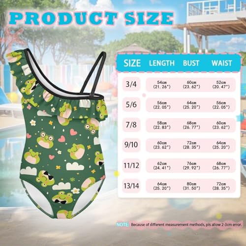 Girls One Piece Swimsuits One Shoulder Bathing Suit Hawaiian Ruffle Swimwear Summer Swim Suits for 3-14 Years4