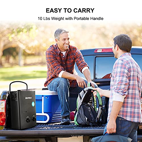 Portable Tankless Water Heater, Camplux 1.32 Gpm Outdoor Propane Gas Camp Shower With Portable Handle, Black #TOP2