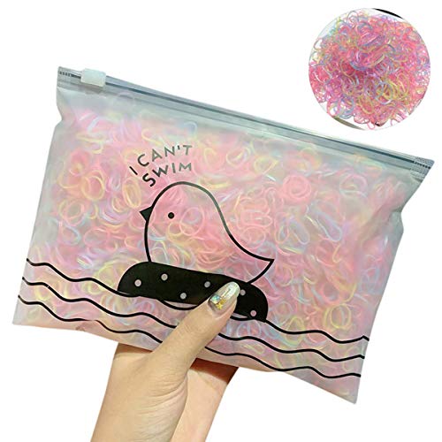 1000 PCS Toddlers Girl Colorful Fashion Disposable Rubber Band Elastic Hair Band Baby Hair Ties with Cute Storage Bag (#7)