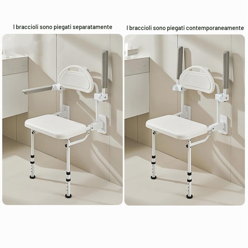 HEYOUTH Sedile per Doccia a Parete,Sedia Da Doccia Pieghevole Antiscivolo,Sgabello Doccia Anziani,Sedia Doccia Disabili,Fino A 180KG,Sgabello doccia pieghevole,per Anziani e Disabili Donna Incinta