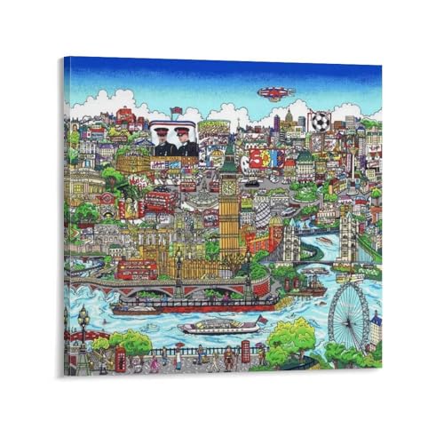 Charles Fazzino �`���[���Y�E�t�@�W�[�m�w�����h���^�E���ɒ����x�L����i�̃|�X�^�[ �p�l�� ���_���������� �ǂ̊G �C���e���A �z�[���A�[�g���[�N16x16inch(40x40cm)