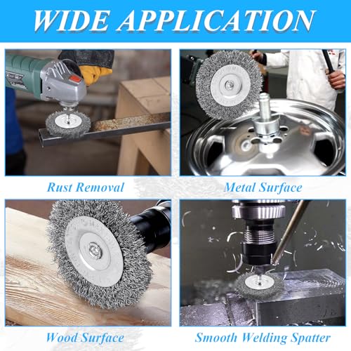 Image of Supkiir 8 Pack 3inch Wire Wheel Brush for Drill, Wire Brush for Drill with 1 /4 Inch Hex Shank, 0.01 inch Coarse Carbon Steel Bristles Brush Drill Attachment for Rust Removal Polishing