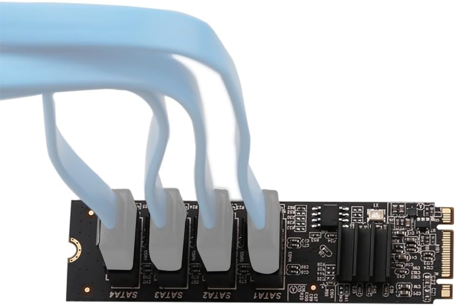 M.2 PCIE3.0 to SATA 3.0 B+M Key Expansion Card 4-Port Adapter TXB184 Compatible with M2 NVME PC Computer