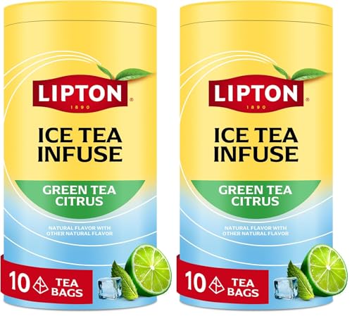Image of Lipton Ice Tea Infuse Green Tea Citrus Cold Brew Tea Bags for On-The-Go or At Home - 10 Count (Pack of 2)