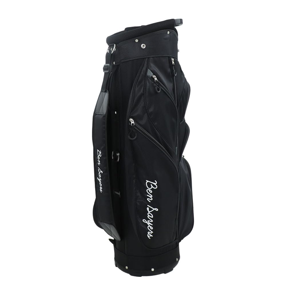 Ben Sayers DLX Deluxe - Bolsa para Carrito de Golf para Hombre, Ligera con Correa de Transporte, separadores de Palos de Longitud Completa de 14 vías y Bolsillos Resistentes al Agua