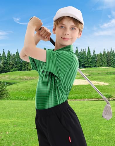 Image of Polo Shirts for Boys Golf Polo Shirt Short Sleeve Boys Performance Polo Dry Fit Stretch Collared UPF50+ Kids Golf Shirts