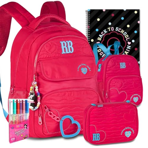 Kit Mochila RB Rebecca Bonbon Escolar Lancheira Estojo Escolar Meninas Resistente Infantil Juvenil (Rosa)