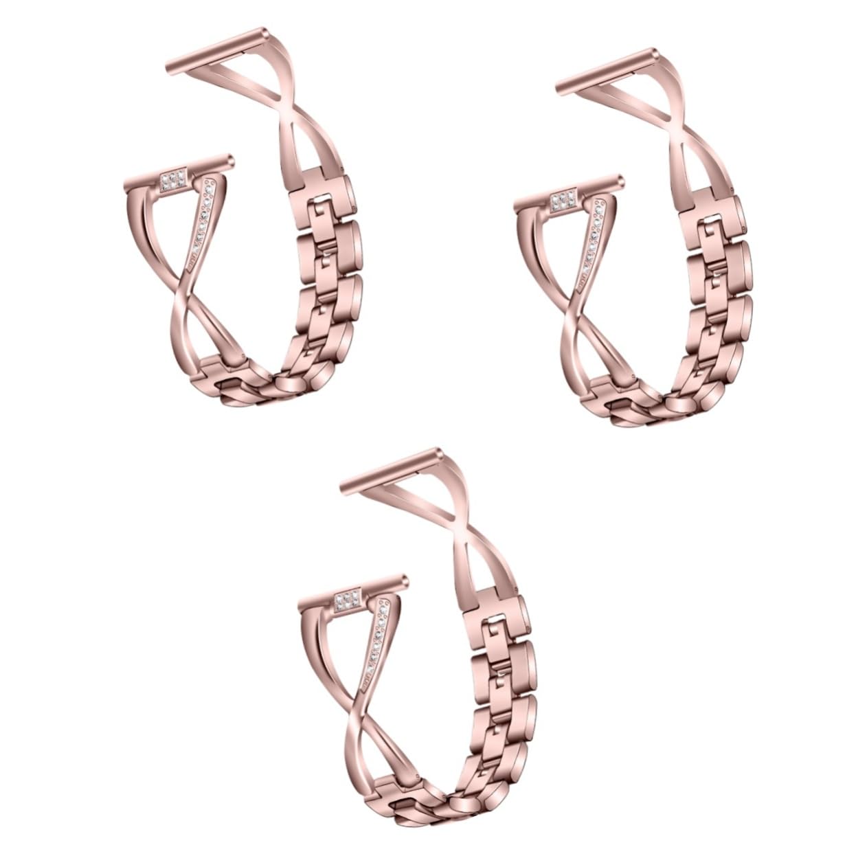 Housoutil Lot De 3 Bracelets De Rechange Pour Montre Connectée En Métal Strass 20 Mm Or Rose Confortables Et Élégants