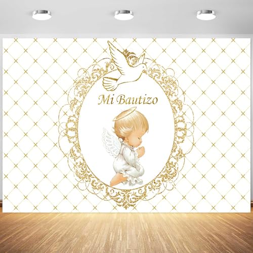 5x3ft Mi Bautizo Backdrop My Baptism First Holy Communion Photography Background Newborn Boys Girls Baby Shower Party Banner Decorations Supplies Photo Booth Props