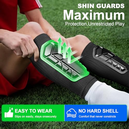 WYKOR Soccer Shin Guards with Sleeves for Kids Youth Adults Boys Girls - image 2