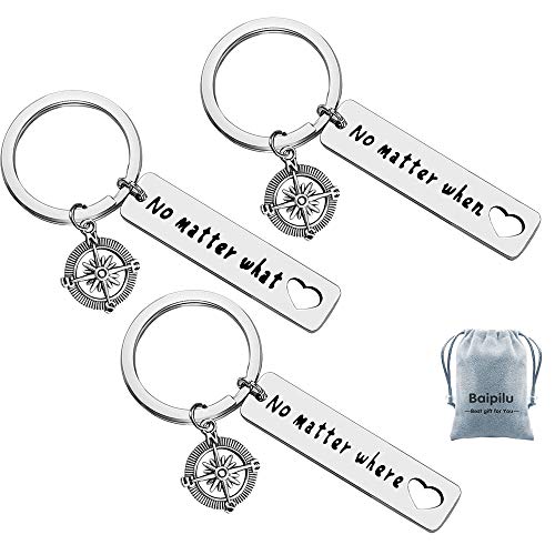 Baipilu Long Distance Friendship Keychain Gifts No Matter Where No Matter What Best Friends Keychain Set of 3 Distance Gifts Graduation Present for Friends Sister