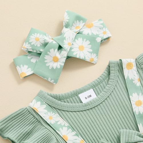 Baby Girl Clothes 3 6 9 12 18 Months Newborn Ruffle Butt Onesie Romper Daisy Overalls Jumpsuit Summer Outfit3