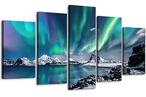 Stunning 5 Piece Wall Art: Serene Blue Aurora Canvas for Your Abode
