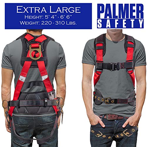 Palmer Safety Fall Protection Hammerhead Kit I 5pt Safety Harness, 6' Double Leg Lanyard, 18" D