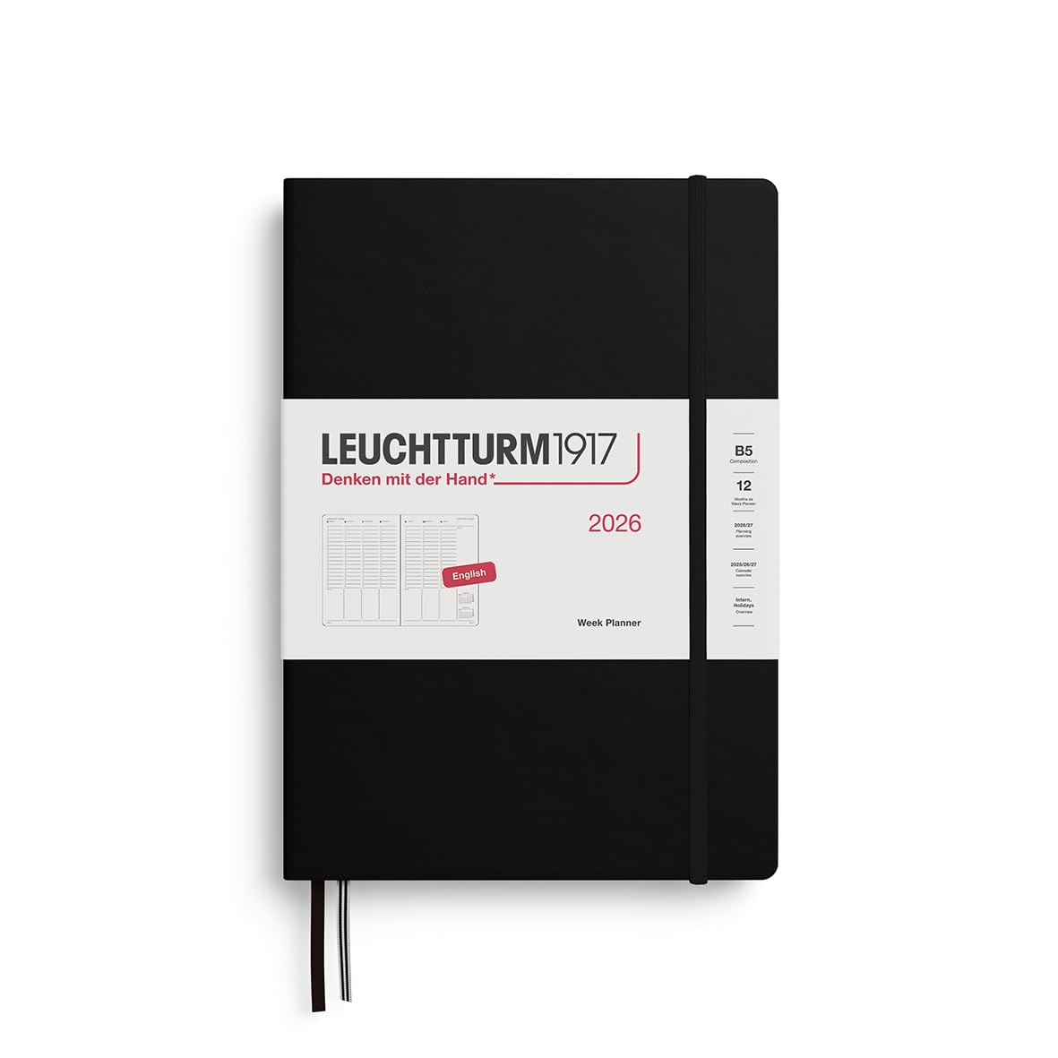 LEUCHTTURM1917 372753 Agenda settimanale Composition (B5) 2026, nero, inglese