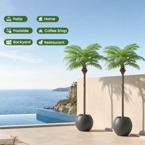 Image of Artificial Palm Trees for Outdoors,7.5ft Tall Fake Plant for Indoor /Outdoor