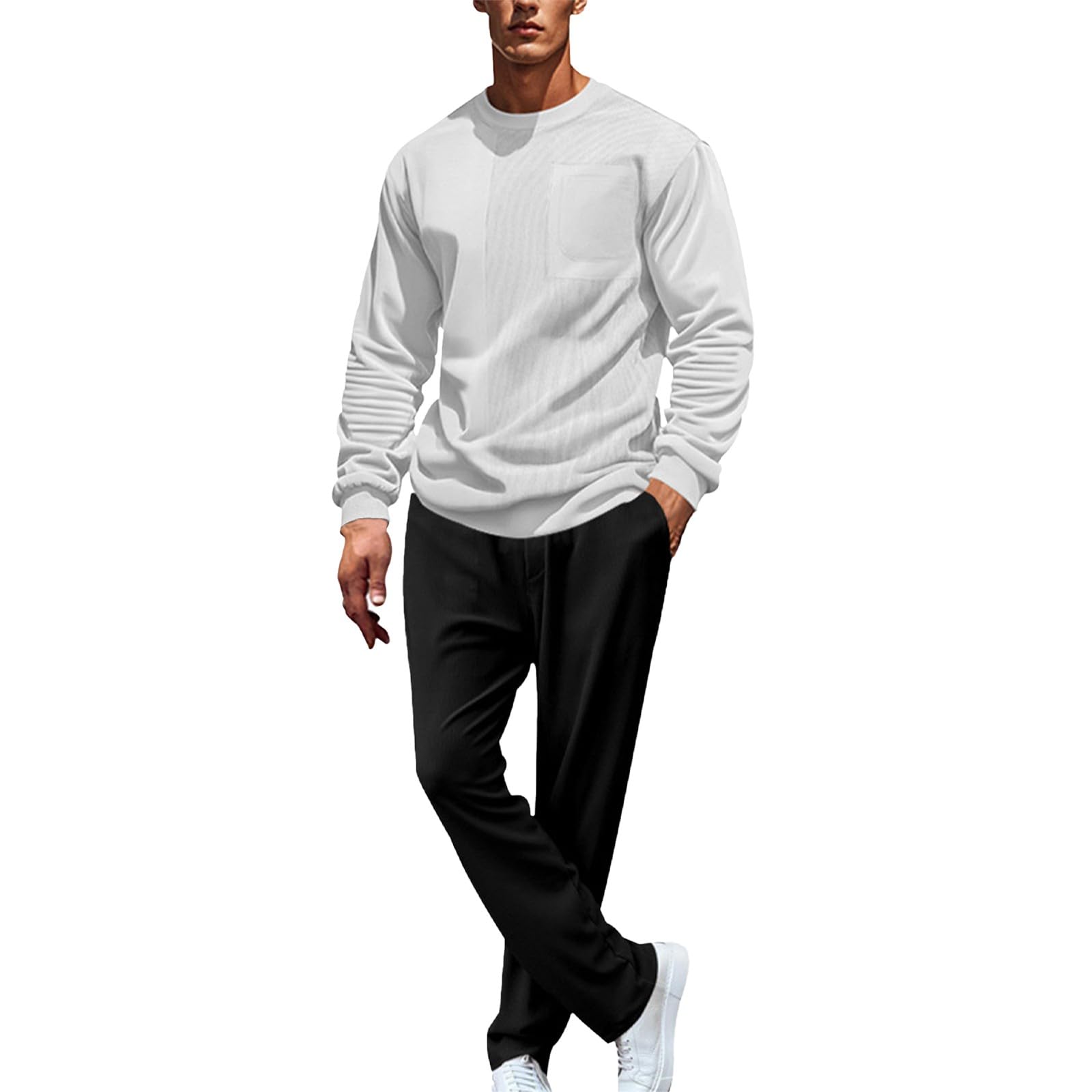 Tuta da ginnastica da uomo, casual, 2 pezzi, da jogging, da uomo, girocollo, maglione invernale, felpe e pantaloni da jogging, casual, comoda tuta sportiva da corsa per uomini