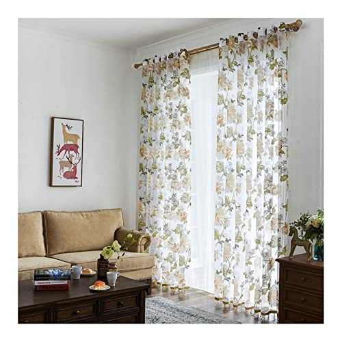 Cortinas para dormitorio con estampado moderno y alegre diseño floral translúcido 2