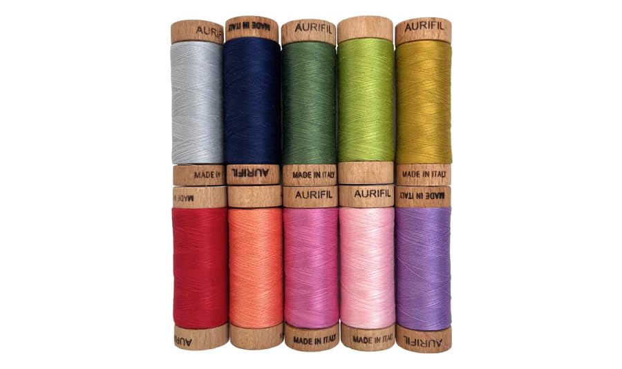 Sarah Fielke Big Woods 100% cotone 80wt filo Collection, 10 bobine piccole, 80 m ciascuna, ideale per artigianato, cucito, trapuntatura e patchwork