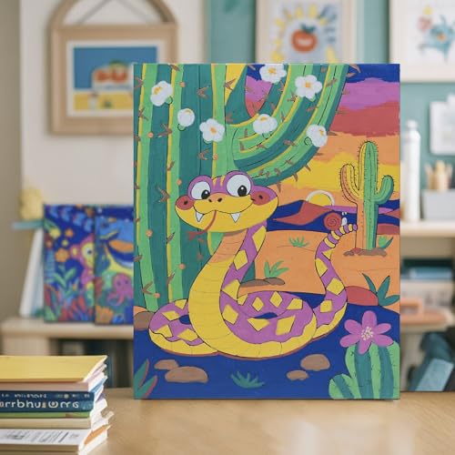 Image of SNEILJOY Paint by Numbers Kit for Kids Ages 4-12, 3 Pack Canvas Set