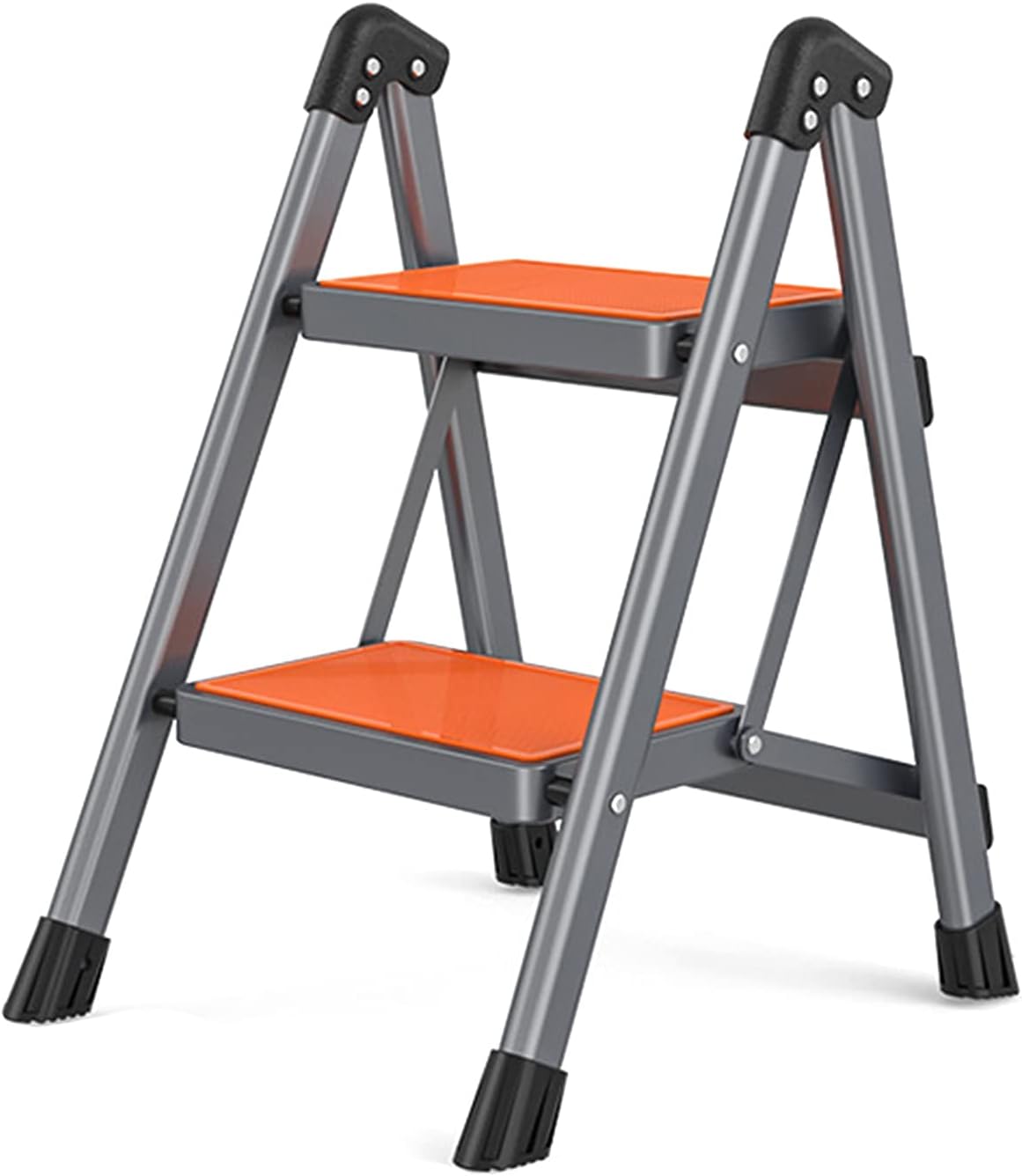 Step Ladder, 2/3/4 Step Stool for Adults, Folding Step Stool with Wide Anti-Slip Pedal Ergonomic Design, Lightweight Heavy Duty Foldable Portable 500lbs Capacity Sturdy Steel Ladder