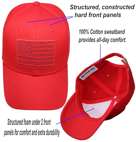Image of Antourage American Flag Unisex Baseball Hat for Men and Women | USA Flag Mesh Snapback Flat Visor Cap + 2 Patriotic Patches