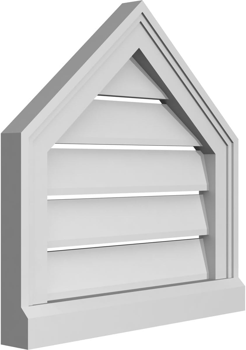 GVSPE18X1803SF-10 Peaked Top Brickmould Sill Frame, Primed Tan Signature Series Surface Mount Gable Vents, 18-in. W x 18-in. H, Unfinished