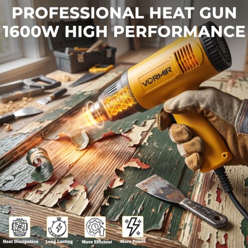 Image of VORMIR VR HG16-65 Hot Air Tool 1600W, 400C-650C Temperature Range, 300-550L /min Air Flow Heat Gun for DIY & Repair Work - 12 Months Warranty