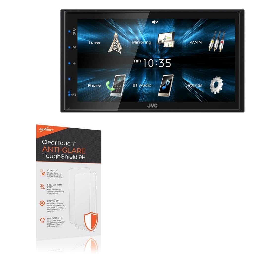 BoxWave Screen Protector Compatible with JVC KW-M150BT - ClearTouch Anti-Glare ToughShield 9H (2-Pack), Anti-Glare 9H Tough Flexible Film Screen Protector