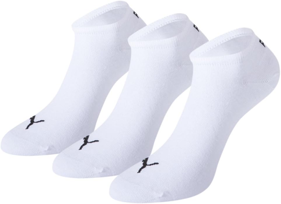 Puma Sports Socks - Unisex Invisible Sneakers 3P -Three Pair Packs Of Plain/Mix White UK Size 6-8