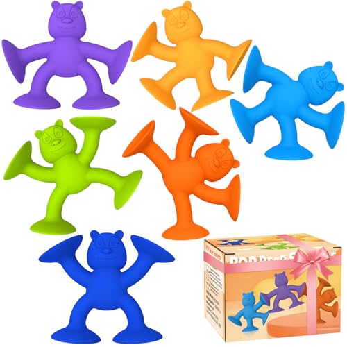 Image of Suction Cup Toys for Toddlers 1-3, Guibola 6 PCS | No Hole Bath Toy for Baby Kids, Silicone | Suction Bath Toys | Sensory Window Building Toys for Boys Girls - Larger Size