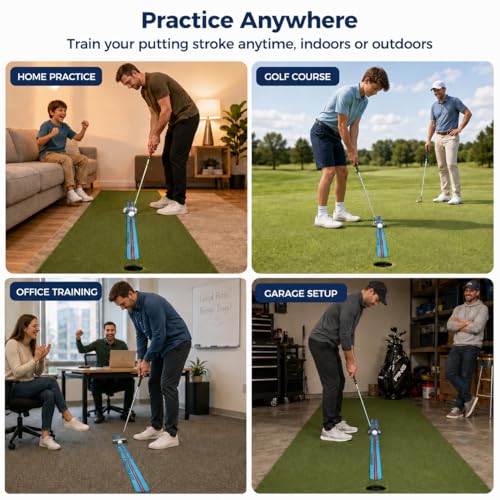Image of Golf Putting Alignment Trainer Portable Stroke Training Aid, Start Line Control & Instant Feedback Practice Tool for Short Putts, Face Alignment Trainer for Indoor & Outdoor Use