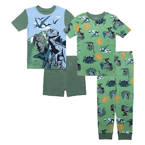Jurassic World boys 4-piece Snug-fit Cotton Pajama Set, Soft & Cute for Kids