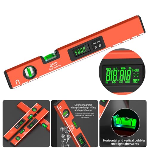 Pantalla LED de niveles digitales para carpintería con torpedos de burbujas de aluminio 3