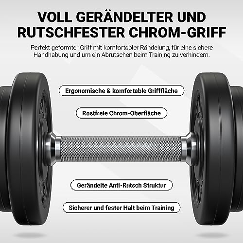 MSPORTS Hantelset Premium - Hantelstange + Hantelscheiben & Sternverschlüsse – verstellbare Langhantel/Kurzhantel Kombination für Home-Gym & Krafttraining – Bild 4