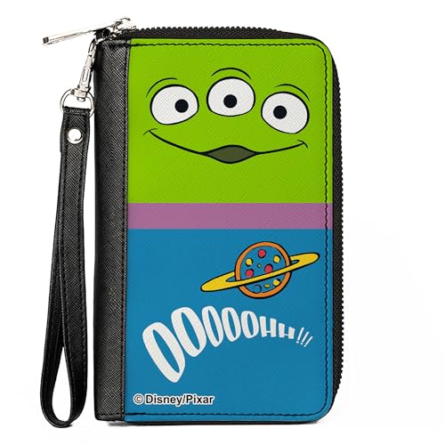 Disney Wallet, Zip Around, Toy Story Alien Eyes Ooooohh Character Close Up Green Purple, Vegan Leather