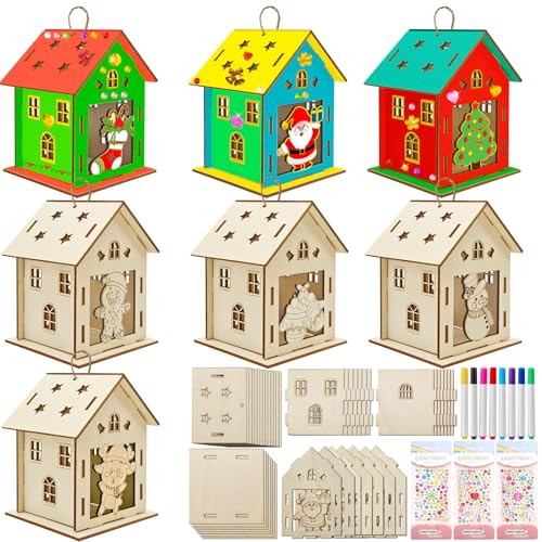 Lets Joy Maison de Noël Crafts en Bois, 7 Pièces Loisirs...