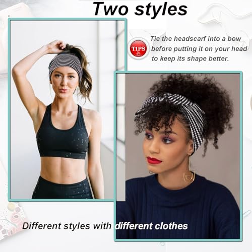 Image of 6 Pieces Adjustable Headbands for Women Elastic Knotted Boho Headbands For Women Fashion Wide Headband Hair Scarf Headband Yoga Workout Head Bands Hair Accessories Band