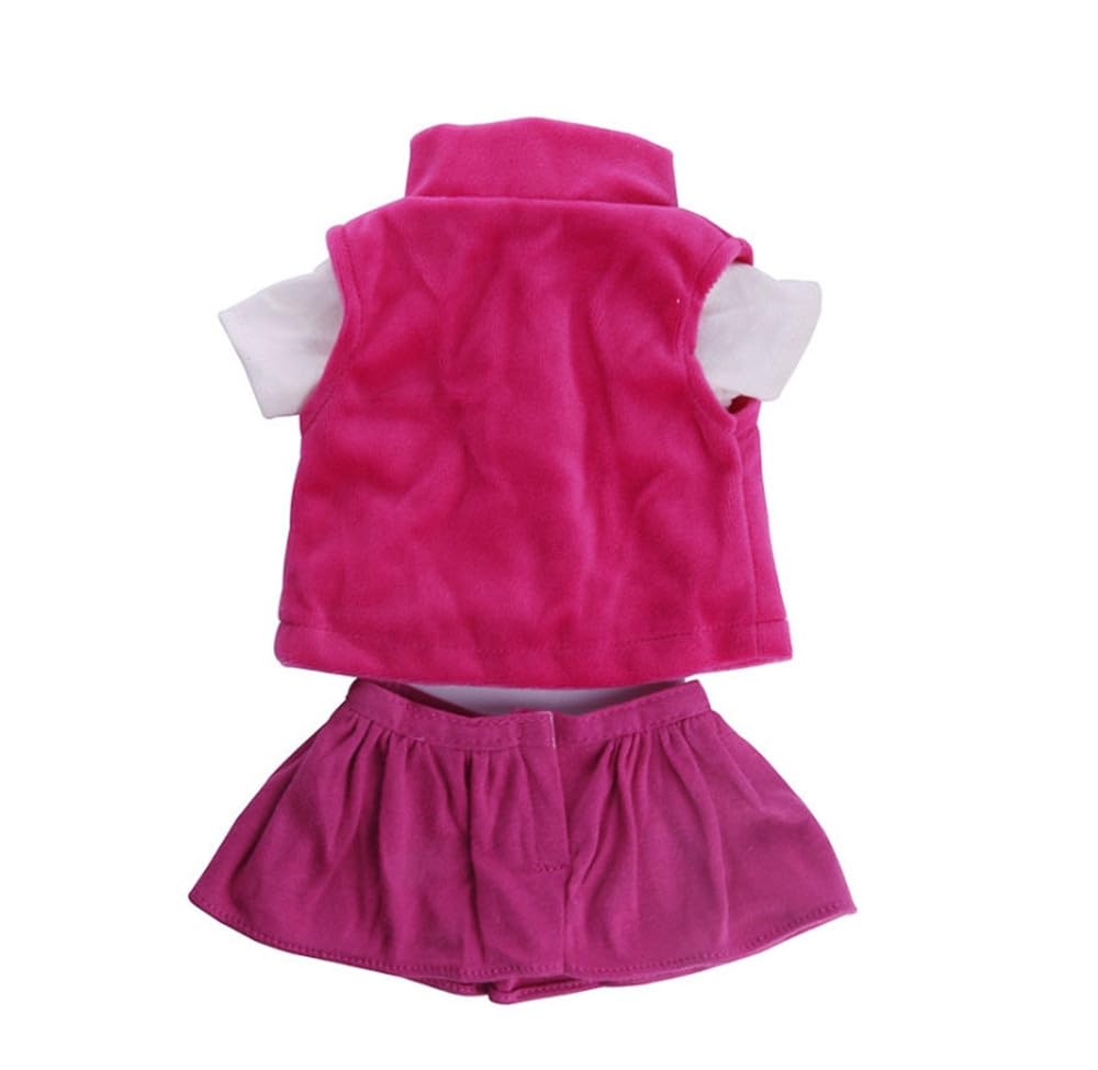 NIXNUT Doll Clothes Winter Outfit Jacket Vest Top with Bowknot Pattern Skirt for American Girl Doll 18-inch - Image 2
