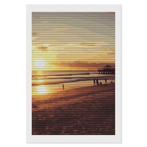 Kit d'art diamant adultes pour évacuer le stress motif coucher de soleil