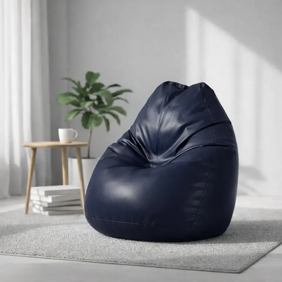 Puff Fofão Grande Com Enchimento Confortável Sala Quarto Escritório(Azul Marinho)